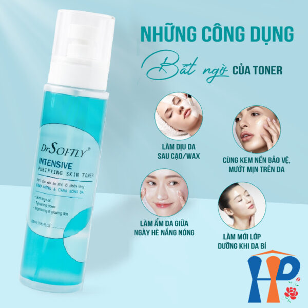 Nước hoa hồng Drsoftly Skin Toner 200ml (Perfect Whitening & Intensive Purifying)