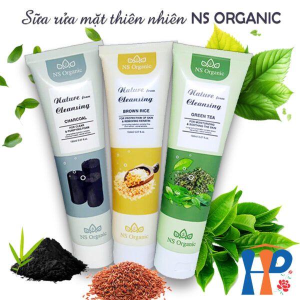 Sữa rửa mặt NS Organic Nature Foam Cleansing 150ml (Gạo Lức, Than Tre, Trà Xanh)
