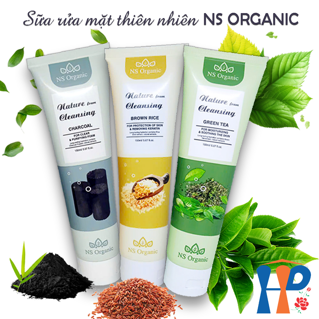 Sữa rửa mặt NS Organic Nature Foam Cleansing 150ml (Gạo Lức, Than Tre, Trà Xanh)