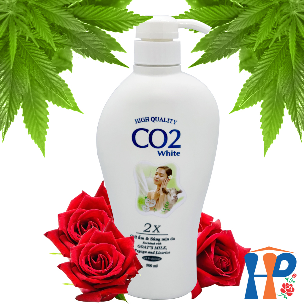 Sữa Tắm CO2 Hight Quality White 2X Enrich Goat Milk Shower Gel (Tinh chất sữa Dê, giữ ẩm, sáng da, lưu hương 2h)