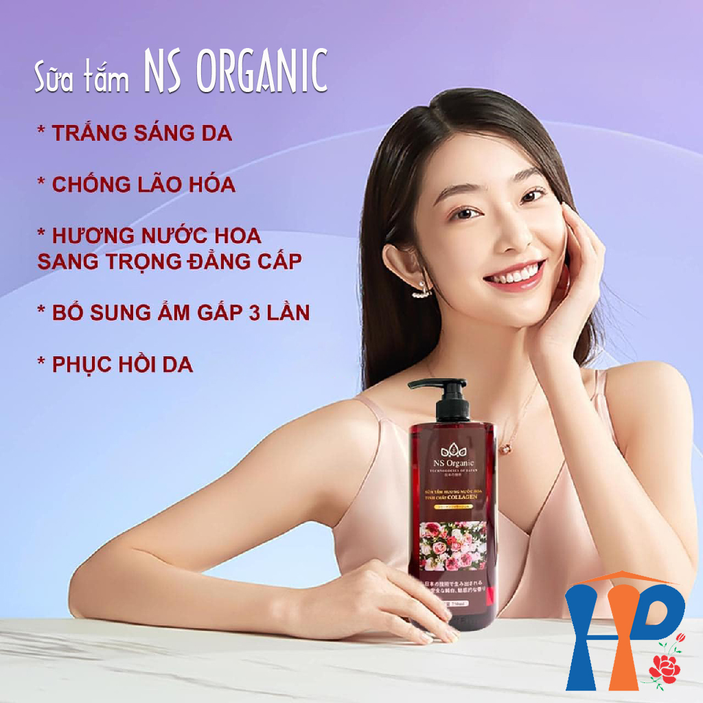 Sữa tắm tinh chất Collagen hương nước hoa NS Organic Collagen Perfume Shower Gel 750ml (lưu hương trên 2 giờ)
